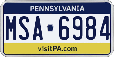 PA license plate MSA6984