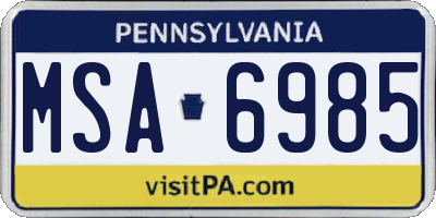 PA license plate MSA6985