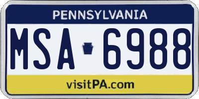 PA license plate MSA6988