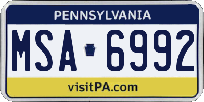 PA license plate MSA6992