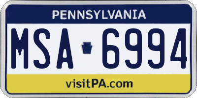 PA license plate MSA6994