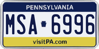PA license plate MSA6996