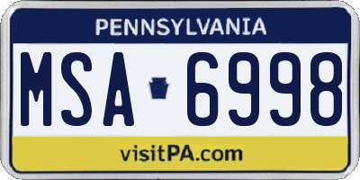 PA license plate MSA6998