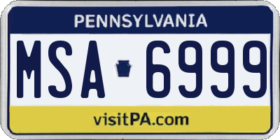 PA license plate MSA6999