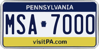 PA license plate MSA7000