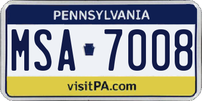 PA license plate MSA7008