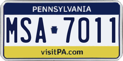 PA license plate MSA7011