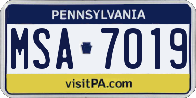 PA license plate MSA7019