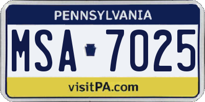 PA license plate MSA7025