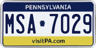 PA license plate MSA7029