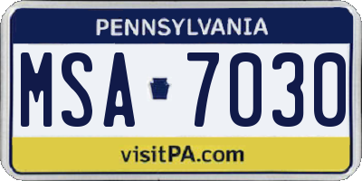 PA license plate MSA7030