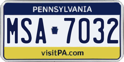 PA license plate MSA7032