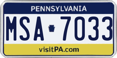 PA license plate MSA7033