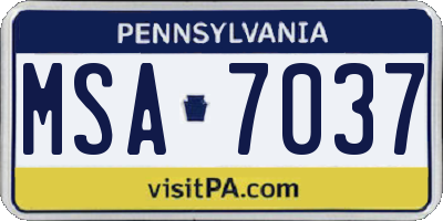PA license plate MSA7037
