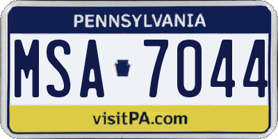 PA license plate MSA7044