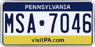 PA license plate MSA7046