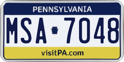 PA license plate MSA7048