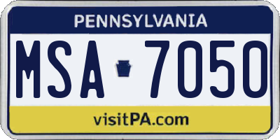 PA license plate MSA7050