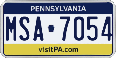 PA license plate MSA7054