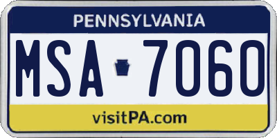 PA license plate MSA7060