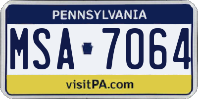 PA license plate MSA7064