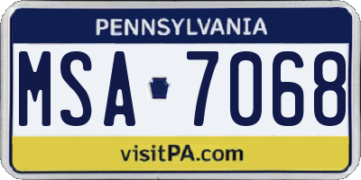 PA license plate MSA7068