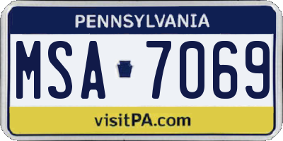 PA license plate MSA7069