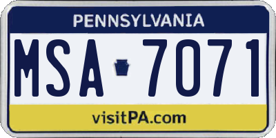 PA license plate MSA7071
