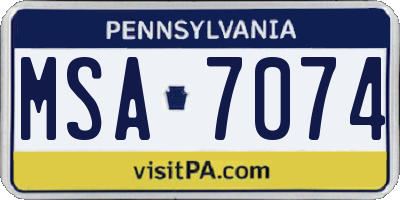 PA license plate MSA7074