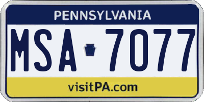 PA license plate MSA7077