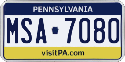 PA license plate MSA7080