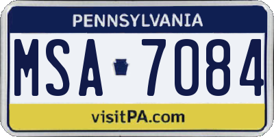PA license plate MSA7084