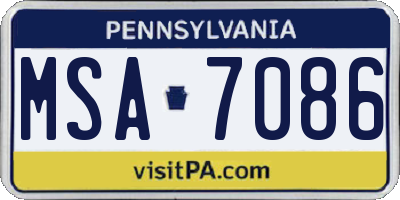 PA license plate MSA7086