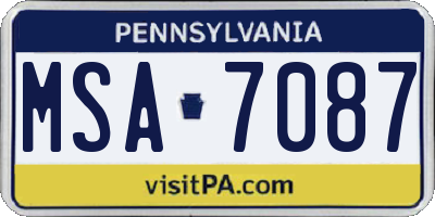PA license plate MSA7087