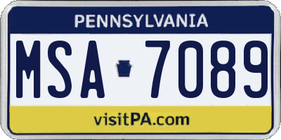 PA license plate MSA7089