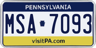 PA license plate MSA7093