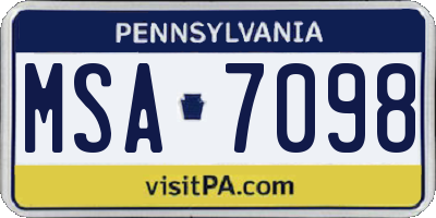 PA license plate MSA7098