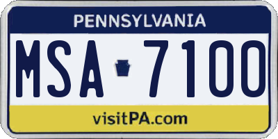 PA license plate MSA7100