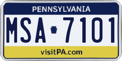 PA license plate MSA7101
