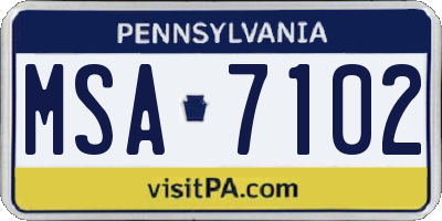 PA license plate MSA7102