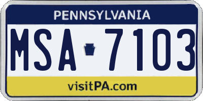 PA license plate MSA7103
