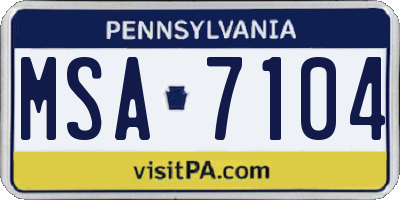 PA license plate MSA7104