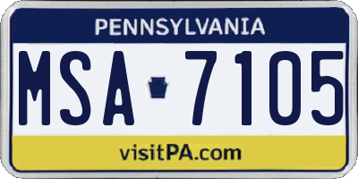 PA license plate MSA7105