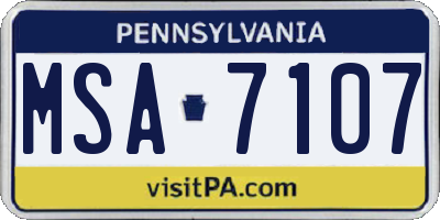 PA license plate MSA7107
