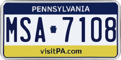 PA license plate MSA7108