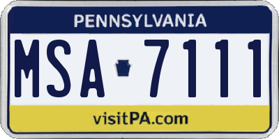PA license plate MSA7111