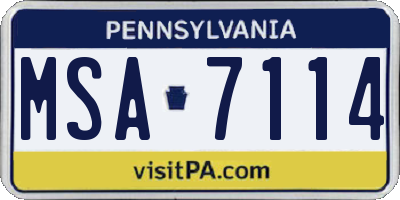 PA license plate MSA7114