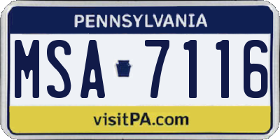 PA license plate MSA7116