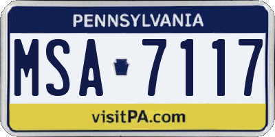 PA license plate MSA7117