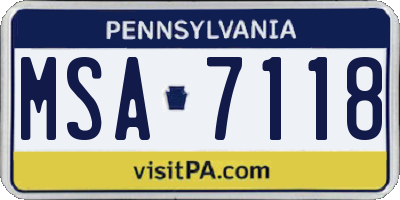 PA license plate MSA7118